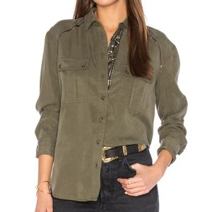 GUC FREE PEOPLE OFF CAMPUS BUTTON DOWN TOP IN MOSS SIZE SMALL